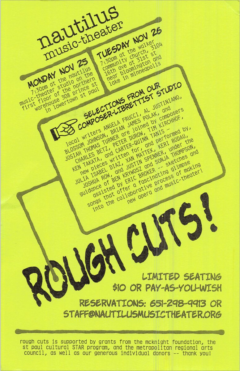 Composer-Librettist Studio showcase at Nautilus Rough Cuts